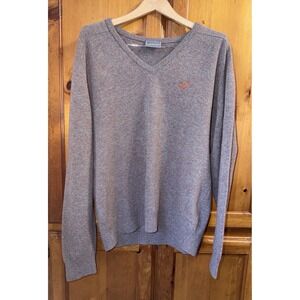 Lakeland Men's XL Wool Sweater Lambswool V Neck Jumper Aran England Knit